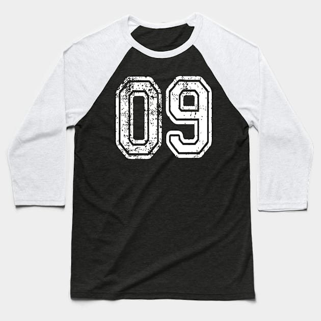 Number 09 Grungy in white Baseball T-Shirt by Sterling